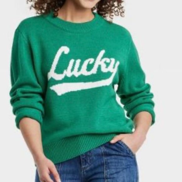 Grayson Threads Sweaters - Grayson Thread Green LUCKY Womens Small Sweater Saint Patrick